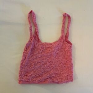 Anthropologie Pink Floral Lace Crop Top